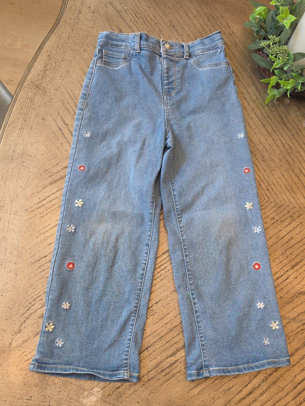 Levis Blue Floral Embroidered Wide-Leg Jeans 6X
